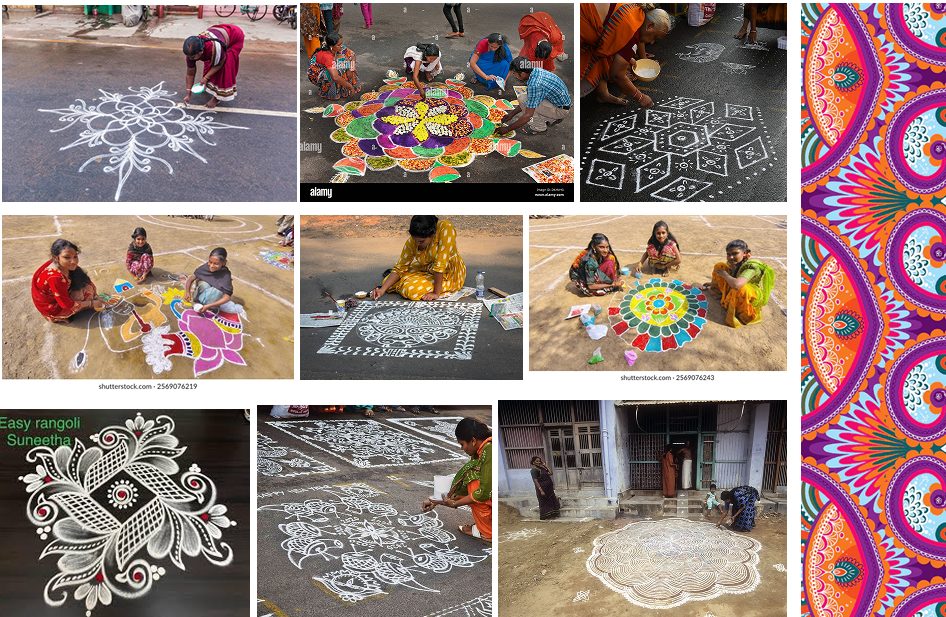 Kolam and Rangoli art collage